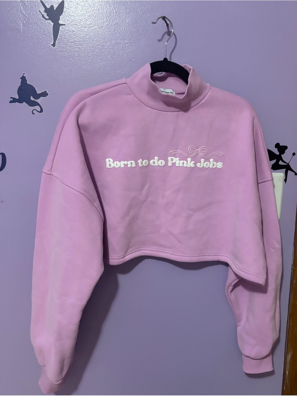 Strawberry Milk Mob Cropped Turtleneck Sweatshirt - Light Pink
